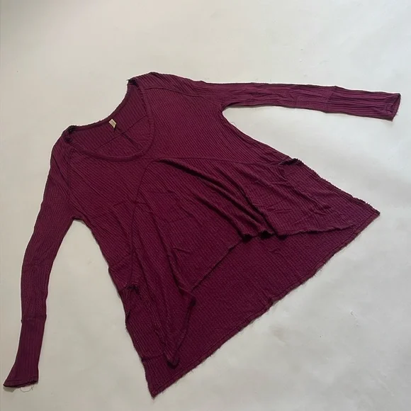 FREE PEOPLE flowy waffle knit long sleeve top - Picture 1 of 6